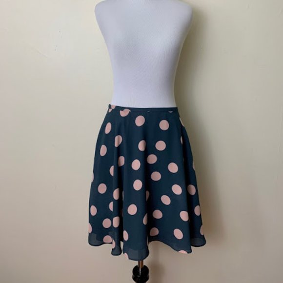 New Loft short skirt size small blue polka dot - Picture 5 of 6